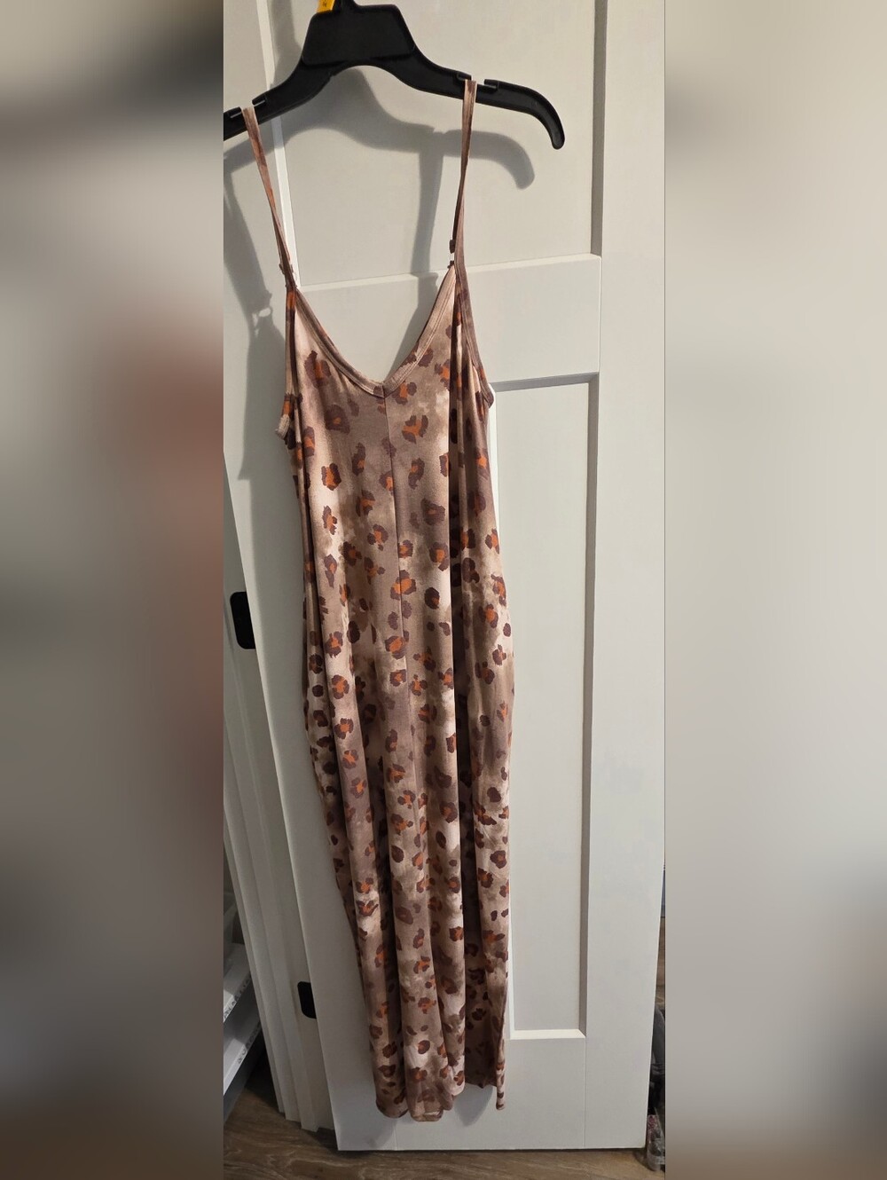 Zenana Outfitters Leopard Print Slip Maxi Dress With Pockets Size Small